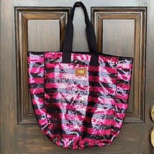Pink and Black Sequined PINK Tote